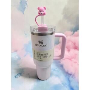 🧸STANLEY 40OZ STAINLESS STEEL TULLE H2.0 TUMBLER WITH A CARE BEAR STRAW COVER!